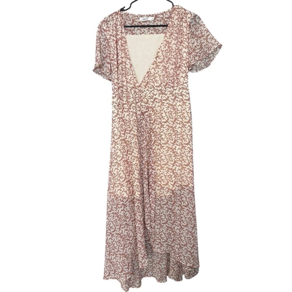 Mod‎ Ref Wrap Dress Floral MIDI- hi low dress in size small